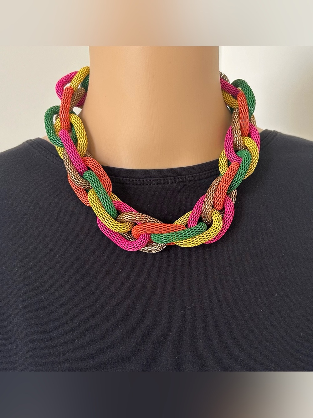Multicolor Chainlink Statement Necklace - Women Jewelry